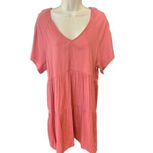 Old Navy Women's Peach Knee-Length Dress - Size Medium - Plunging V-Neckline